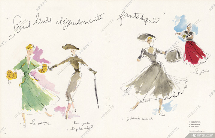 Christian Dior, Pierre Balmain, Christian Dior, Maggy Rouff 1947