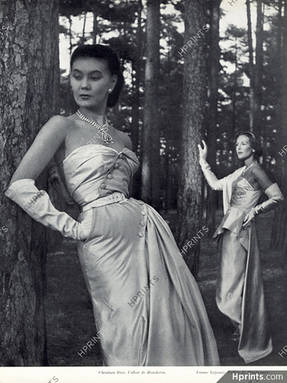 Christian Dior & Jeanne Lafaurie 1949 Strapless dress, Necklaces Boucheron & Mauboussin