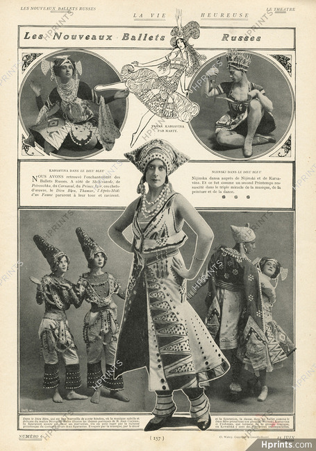 Russian Ballet 1911 "Les Nouveaux Ballets Russes" Karsavina, Nijinska, Vaslav Nijinsky "Le Dieu Bleu"