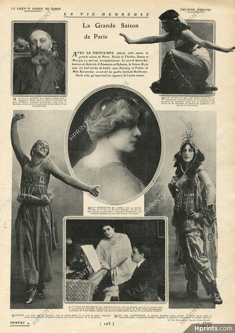 Ida Rubinstein, Vaslav Nijinsky, Schollar 1911 Russian dancers "La Grande Saison de Paris" Saint-Sebastien, Theatre Costume