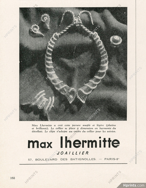 Max Lhermitte (High Jewelry) 1949 Necklace, clip, earrings, ring