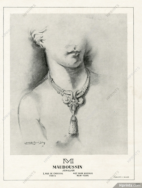 Mauboussin (Jewels) 1946 Necklace René Sim Lacaze Portrait