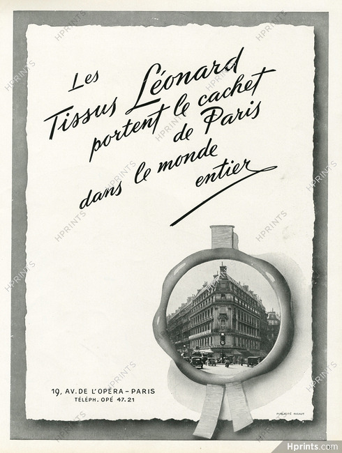 Leonard & Cie 1949 Shop Window, Avenue de l'Opéra