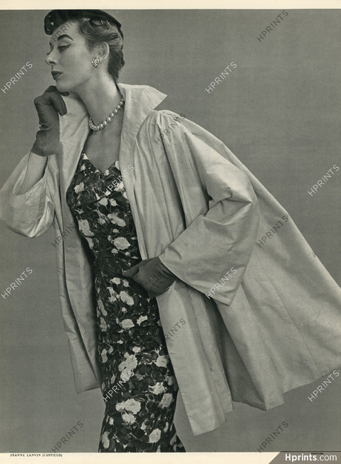 Lanvin Castillo 1954 Manteau en soie de Ducharne, Robe imprimée de Staron