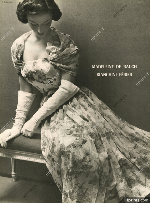 Madeleine De Rauch 1953 Summer Dress, Bianchini Férier, Photo Philippe Pottier