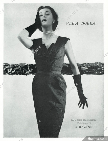 Véra Boréa 1954 Toile brodée, Dinner Dress, Racine