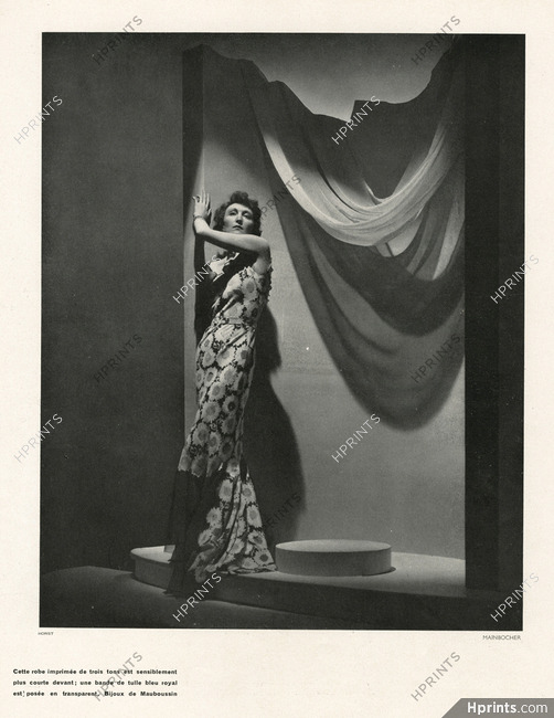 Mainbocher 1936 Evening Gown, Robe du soir imprimée, Photo Horst
