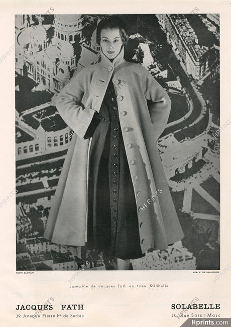 Jacques Fath 1948 Coat, Lainage, Solabelle (Fabric), Photo Edgar Elshoud