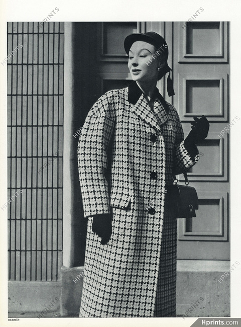 Hermès (Coat & Handbag) 1953 Manteau Lainage quadrillé, Otterburn (Fabric), Photo Philippe Pottier