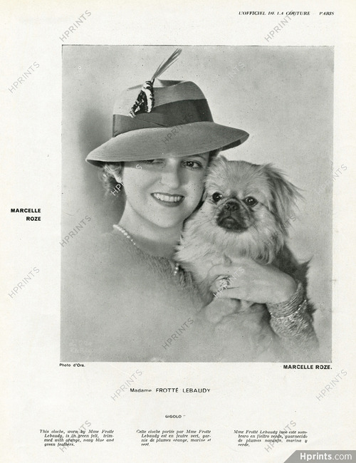 Marcelle Roze (Millinery) 1935 Mrs Frotté Lebaudy, Pekingese Dog, Photo Madame D'Ora
