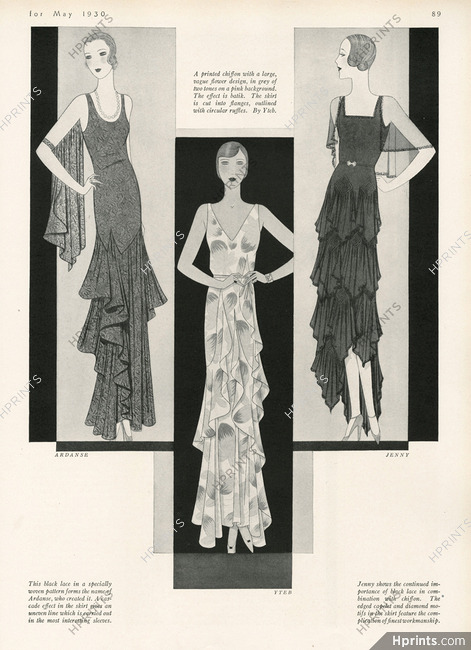 Evening Gown, Ardanse, Yteb, Jenny 1930 Robes du soir à volants en cascade, Reynaldo Luza