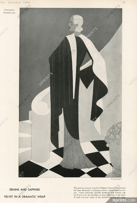Madeleine Vionnet 1931 Scarf with ermine, Velvet, Evening Gown, Reynaldo Luza