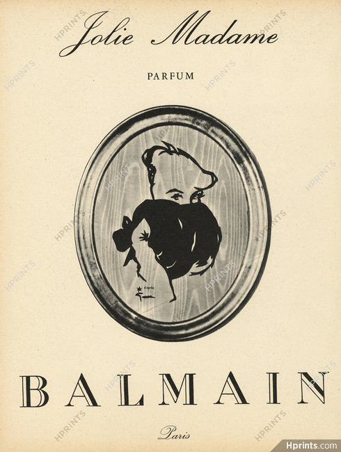 Pierre Balmain (Perfumes) 1956 Jolie Madame, René Gruau