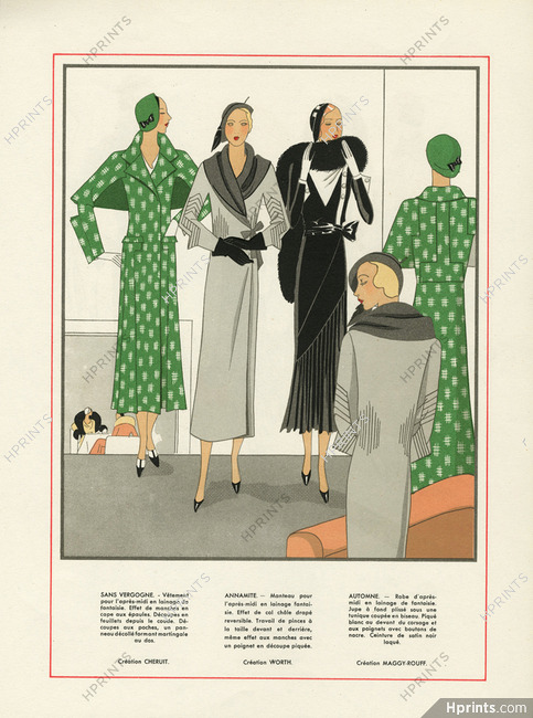 Chéruit, Worth, Maggy Rouff 1931 Dresses, Coats
