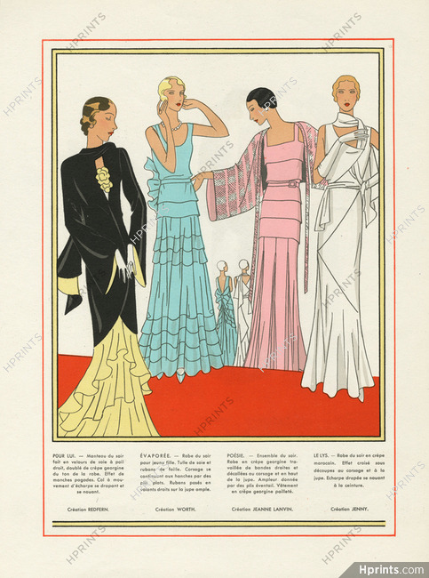Redfern, Worth, Jeanne Lanvin, Jenny 1931 Evening Gowns, AGB (Art Goût Beauté)