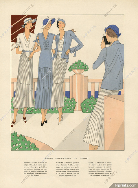 Jenny 1932 Pochoir, Summer Dresses, AGB (Art Goût Beauté)