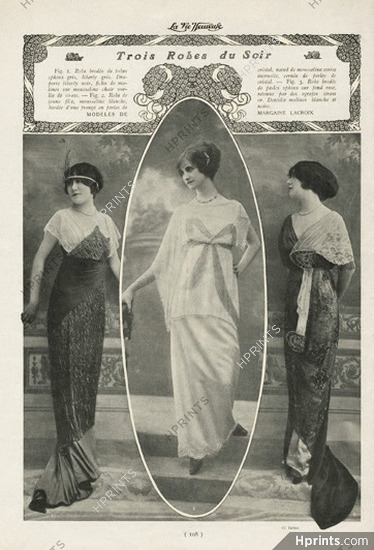 Margaine-Lacroix 1913 Robes du soir, Evening Gown, Embroidery