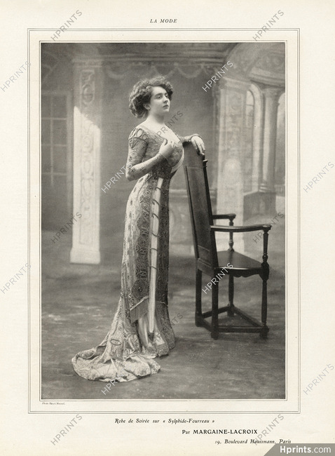 Margaine-Lacroix 1908 Evening Gown on "Sylphide-Fourreau", Photo Manuel Frères