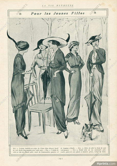 Fashion Illustration 1913 French Bulldog