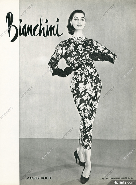 Maggy Rouff 1955 Robe à fleurs imprimées, Bianchini Férier