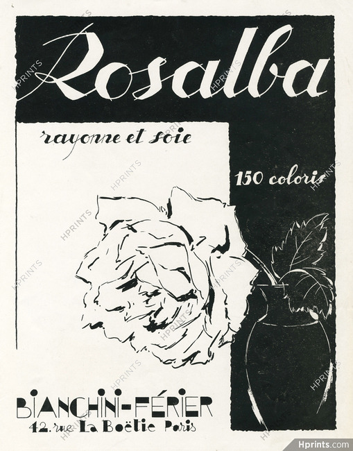 Bianchini Férier 1937 "Rosalba", Rose, Flower
