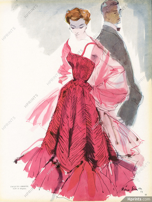Jacques Griffe 1953 Evening Gown, Pierre Simon, Dognin