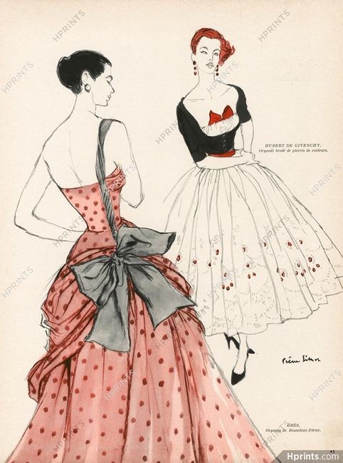 Grès & Givenchy 1953 Evening Gown, Pierre Simon, Organza from Bianchini Férier