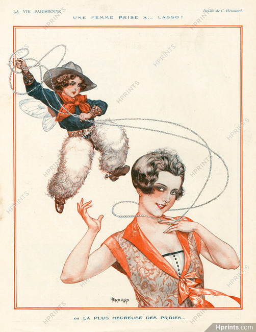 Chéri Hérouard 1926 "Une femme prise A...Lasso" cowboy, roping