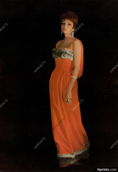 Nina Ricci 1960 Evening Gown, Velours de soie, Chinchilla Fur, Photo Georges Saad