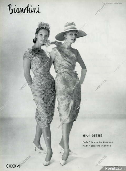 Jean Dessès 1960 Summer Dresses, Bianchini Férier, Photo Guy Arsac