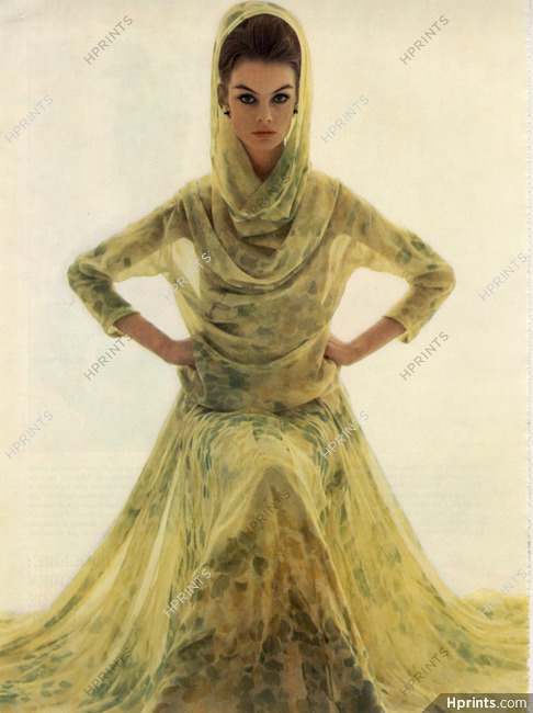 Jacques Griffe 1965 Summer Dress, Mousseline imprimée, Bianchini Férier