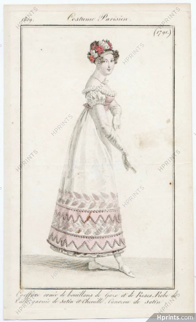Le Journal des Dames et des Modes 1819 Costume Parisien N°1791