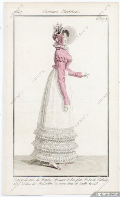 Le Journal des Dames et des Modes 1819 Costume Parisien N°1807