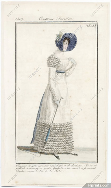 Le Journal des Dames et des Modes 1819 Costume Parisien N°1828