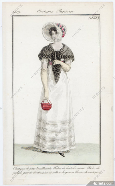 Le Journal des Dames et des Modes 1819 Costume Parisien N°1838