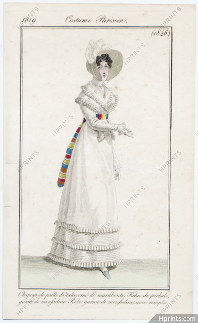 Le Journal des Dames et des Modes 1819 Costume Parisien N°1846