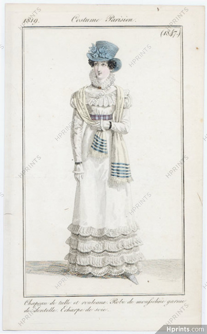 Le Journal des Dames et des Modes 1819 Costume Parisien N°1847
