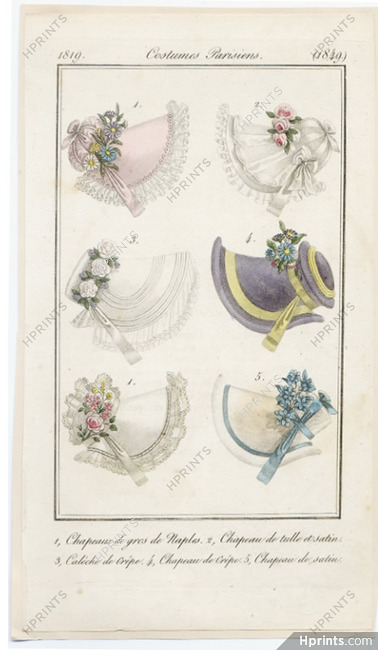 Le Journal des Dames et des Modes 1819 Costume Parisien N°1849