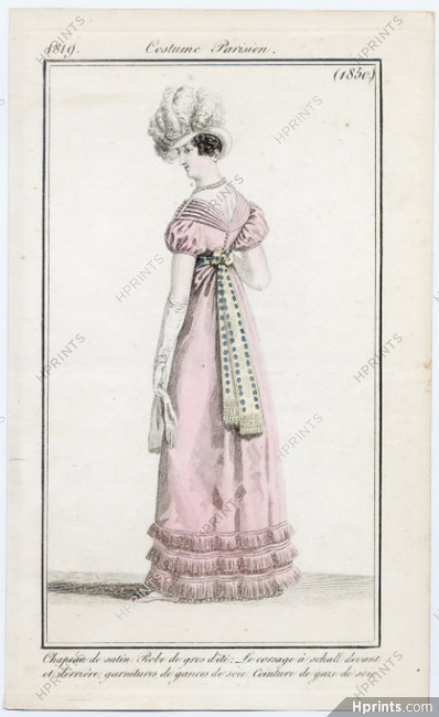 Le Journal des Dames et des Modes 1819 Costume Parisien N°1850