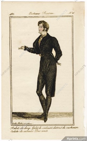 Le Journal des Dames et des Modes 1821 Costume Parisien BELGIAN EDITION N°20