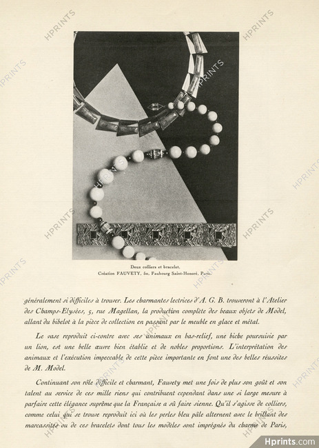 Fauvety (High Jewelry) 1930 Perles bleu pâle et marcassites, Necklaces, Bracelet, Art Deco