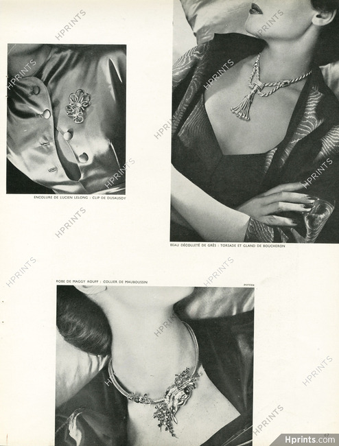 Dusausoy, Boucheron, Mauboussin 1947 Clip, Necklaces, Photo Philippe Pottier