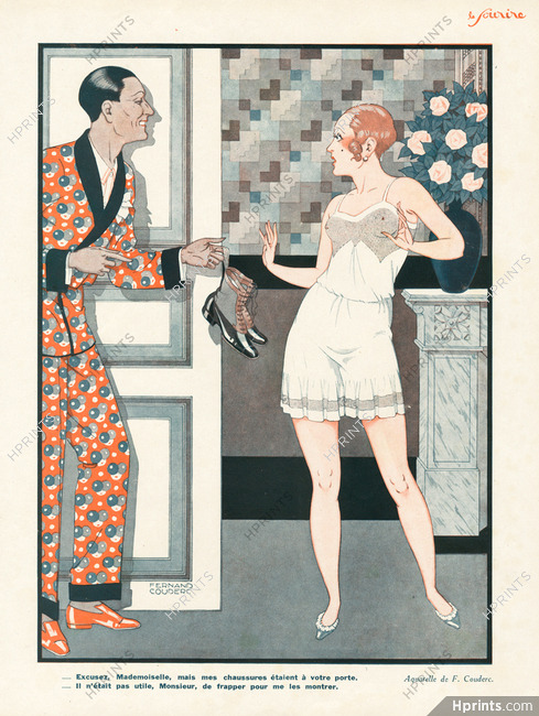 Fernand Couderc 1920s, Sexy Looking Girl, Nightgown, Pajamas