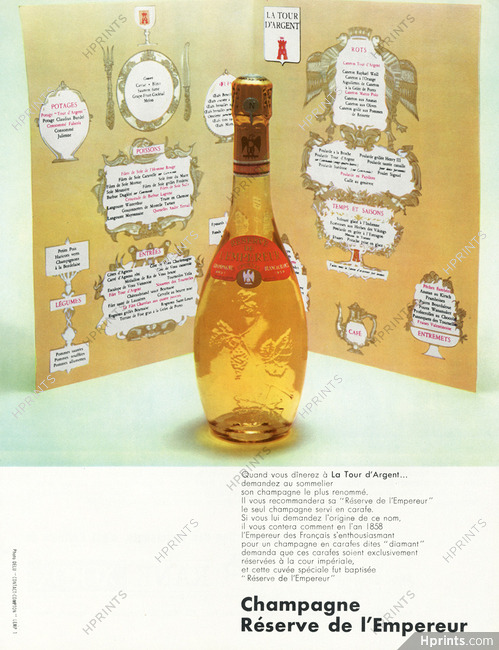 Restaurant La Tour D'argent 1965 Champagne "Réserve de L'Empereur"