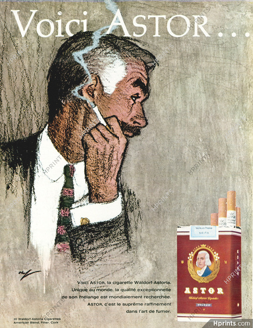 Astor (Waldorf-Astoria) 1963 American Cigarettes, Smoker, Hof