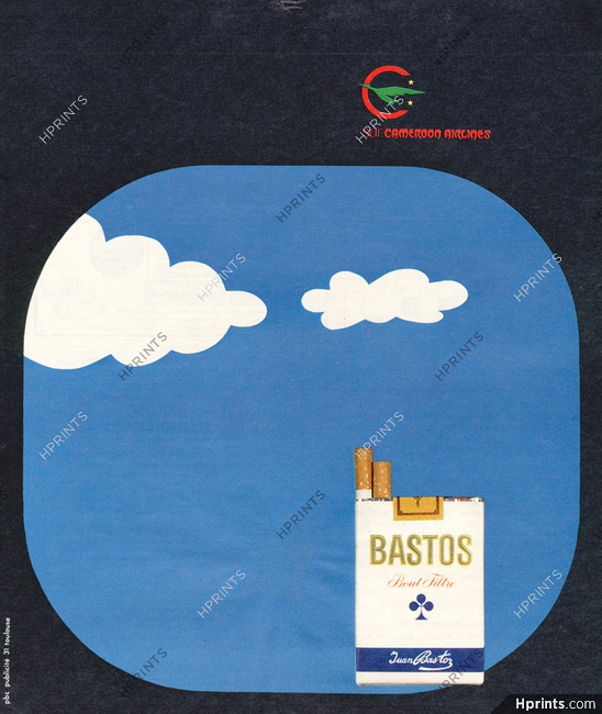 Bastos (Cigarettes, Tobacco Smoking) 1973 Juan Bastos, Cameroon airlines