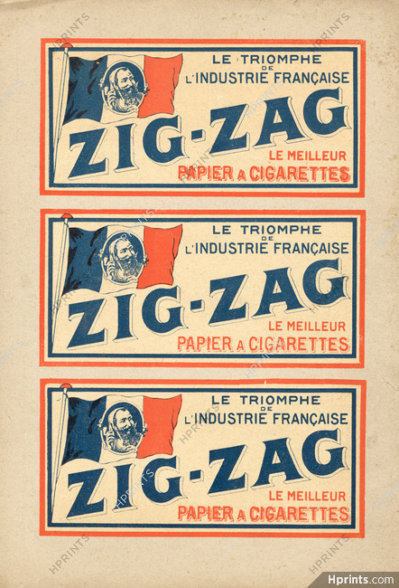 Régie Francaise (Cigarettes, Tobacco Smoking) 1925 Zig-Zag, Cigarette Paper