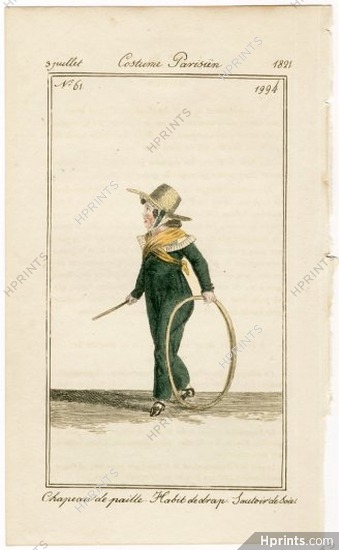 Le Journal des Dames et des Modes 1821 Costume Parisien BELGIAN EDITION Hoop