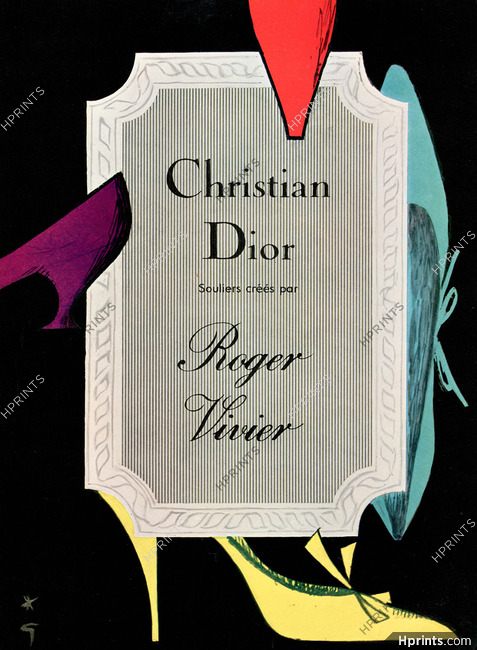 Christian Dior, Roger Vivier (Shoes) 1960 René Gruau