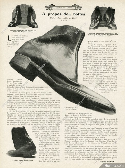 À propos de... bottes, 1908 - Mr Delaune (Cordonnier, Shoemaker) Histoire d'un soulier, Text by Jacques Lauteuil